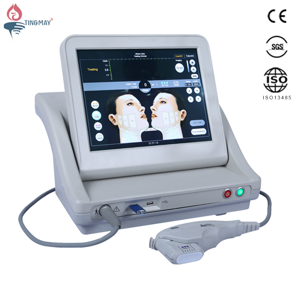 Hot selling HIFU three cartridges face lift wrinkle removal high intensity focused ultrasound equipment 1.5mm/3.0mm/4.5mm
